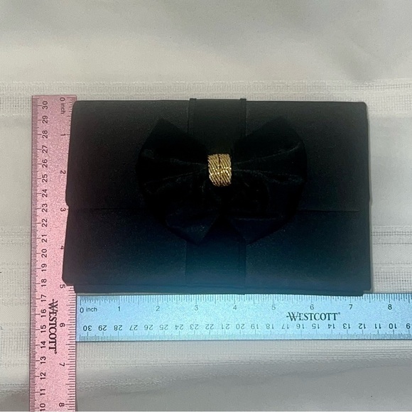 Evening‎ Bag Black Satin Handmade Crossbody OR Clutch Carla Marchi Handmade EUC - Picture 10 of 11